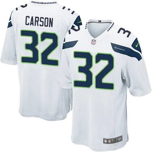 Men Seattle Seahawks #32 Chris Carson Nike White Game NFL Jersey